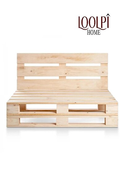 Loolpi Home Palet Koltuk Tekli Sırt Destekli Doğal Ahşap Bahçe ve Balkon Takı...