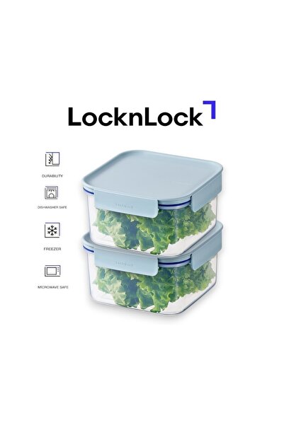 locknlock Classic Plus Square Food Container 1.25L (PACK of 2) – Mint, Airtig...