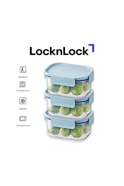 locknlock Classic Plus Rectangle Food Container 385ml (PACK of 3) – Mint, Air...