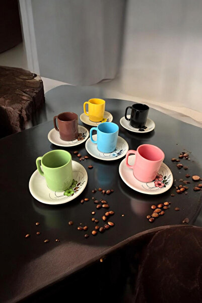 arsimhome 12 Parça yeşil Renkli Sunum Tabaklı Fincan Takımı