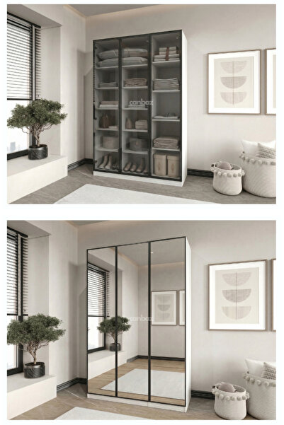 CANBAZ FURNİTURE Esla modüllü 3 cam kapaklı %100 MDF