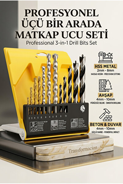 Transformacion Matkap Ucu Seti- Beton Metal Ahşap Matkap Ucu Drill Bits Set 1...