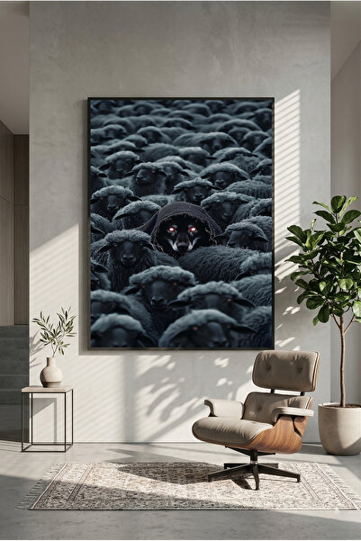 postercraft Lup în piele de oaie - Poster artistic din lemn (fără ramă)