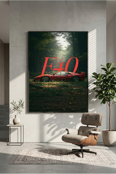 postercraft Εμβληματική ξύλινη αφίσα ζωγραφικής τέχνης Ferrari F40 (χωρίς πλα...