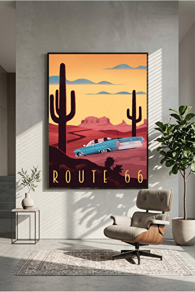 postercraft Route 66 x Artă cu cactuși Poster modern tip panou pictat