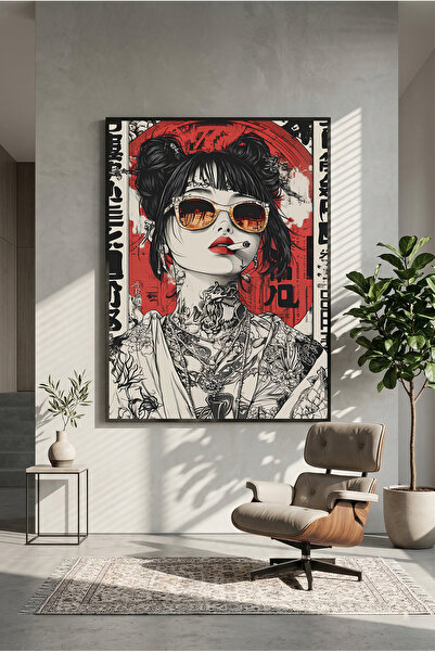 postercraft Poster din lemn cu artă cu fată fumătoare (fără ramă)