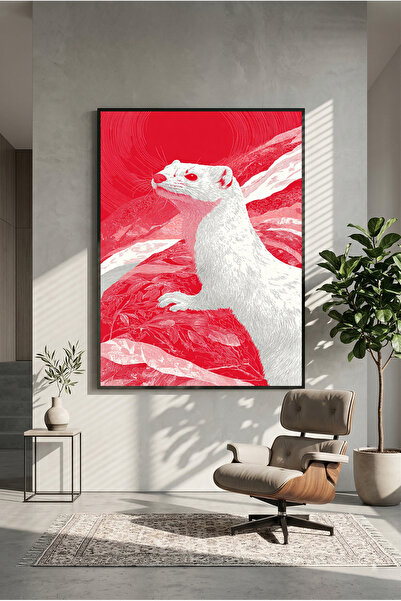 postercraft Poster din lemn cu artă cu dihor roșu (fără ramă)