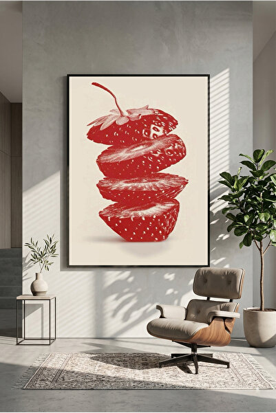 postercraft Poster din lemn cu artă cu căpșuni (fără ramă)