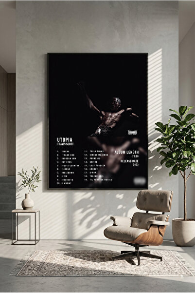 postercraft Travis Scott UTOPIA Album Tasarım Modern Panel Tablo Poster ( Çer...