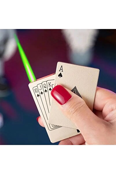 Techmarketi Sıradışı Poker Tasarim Jet Alev Oyun Karti Rüzgar Geçirmez Çakmak...