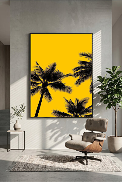 postercraft Poster de artă minimalistă cu palmieri, imprimat pe lemn (fără ramă)