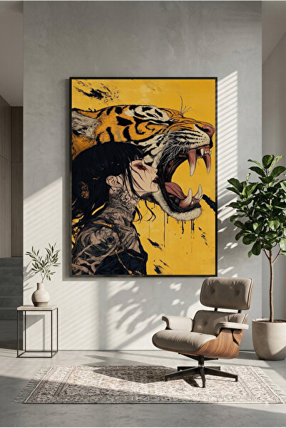 postercraft Artă Fată Tigru, Poster Modern pe Panou "