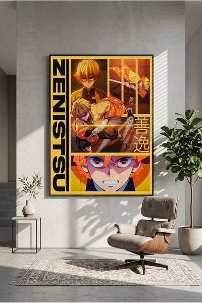 postercraft Ξύλινη αφίσα ζωγραφικής Demon Slayer Zenitsu (χωρίς πλαίσιο)