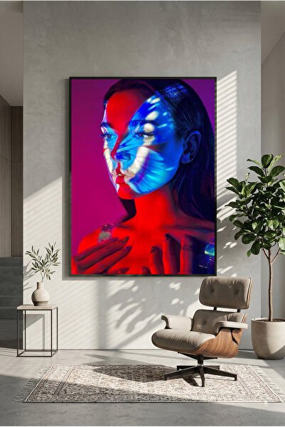 postercraft Poster de pictură pe lemn Dua Lipa, albastru și roșu (fără ramă)