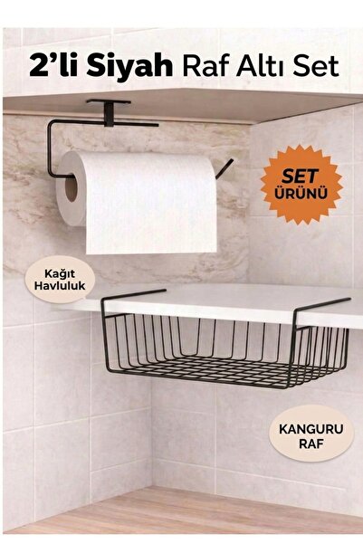 DCA SUPPLY STORE Mat Siyah Mutfak Düzenleme Seti - Askılı Kağıt Havluluk & Ço...