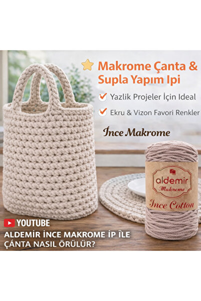 aldemir Ince Pamuk Makrome Çanta Şapka Yazlık Elbise Yapmak Için Kese Kağıdı-...