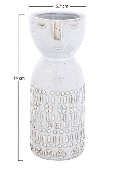 Warm Design Gri Porselen Vazo 14 cm Modern Dekoratif Vazo Şık Salon Ofis Ev Dekoru