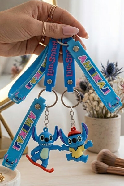 Birmem 2'li Stitch Figürlü Askılı Silikon Anahtarlık Seti - Farklı Tasarımlar