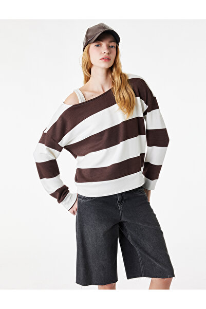 Koton Μπλουζάκι με μακριά μανίκια, στενή εφαρμογή, με λαιμόκοψη ποδηλατικού τ...