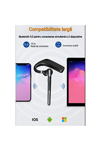 CerCip Casca Bluetooth G6, Baterie 20 zile, Anulare zgomot , Multipoint, Compatibil cu Ios si Android