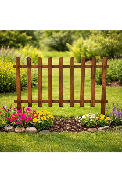 KARAS AHŞAP Ahşap Büyük Boy Kazıklı Bahçe Çiti 100CM ×75CM
