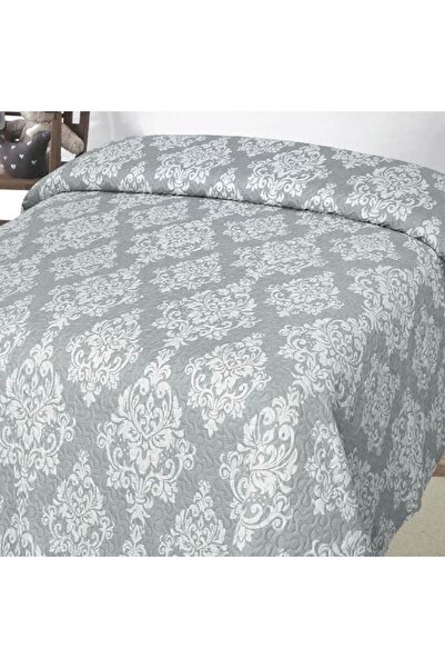 divendi-ro Cuvertură pentru pat dublu, față-verso, model damasc, 220x240 cm, gri