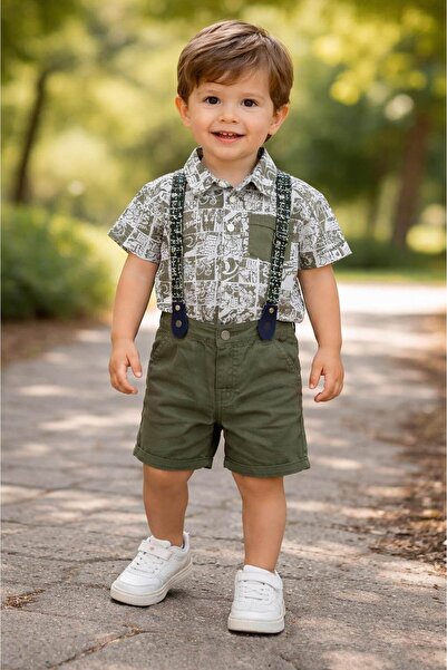 falcomini Boy's Printed Short Sleeve Shirt and Shorts Set of 2