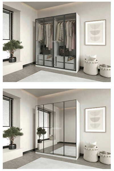 CANBAZ FURNİTURE Esla modüllü 4 kapaklı %100 MDF (KURULUM DAHİL)