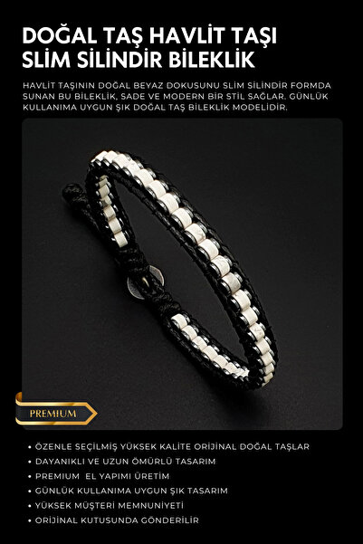 Seven Art Jewelry سوار أسطواني رفيع من الحجر الطبيعي / هاولايت / سوار رجالي /...