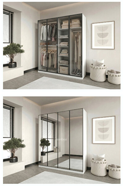CANBAZ FURNİTURE Esla modüllü 4 kapaklı %100 MDF (KURULUM DAHİL)