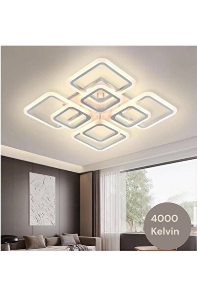 Sanctum Avize Botan 4+4 Beyaz Plafonyer Lüks Modern 8'Lİ Gün Işığı Ledli Avize