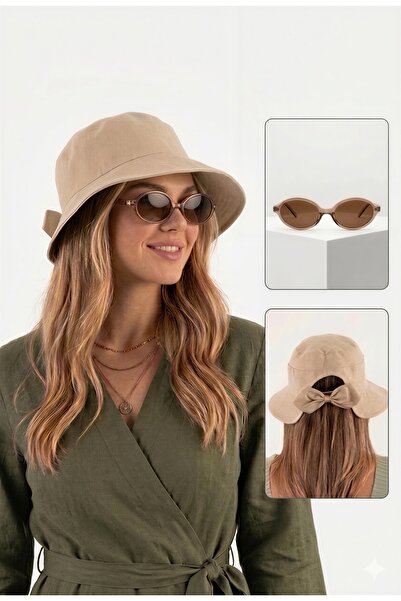 CAP BROS Σετ καπέλο bucket με φιόγκο και γυαλιά ηλίου