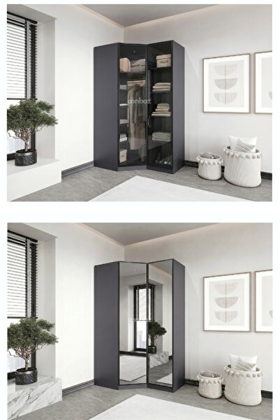 CANBAZ FURNİTURE Esla modüllü 2 cam kapaklı köşe %100 MDF (KURULUM DAHİL)