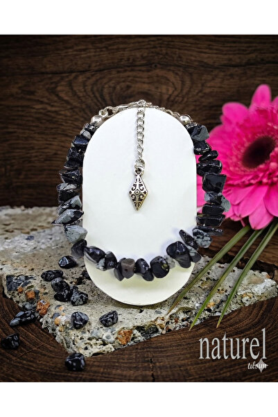 Naturel Tılsım Orijinal Karlı Obsidyen Kırık Doğal Taş Kadın Bileklik