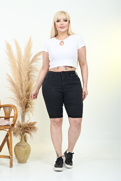 Era Lisa Γυναικείο τζιν σορτς με διπλό πόδι ψηλόμεσο Full Lycra μαύρο