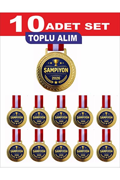Miro Toys 10 Adet Futbol Turnuvası Şampiyonluk Madalyası 2026 – Altın Renk Ku...