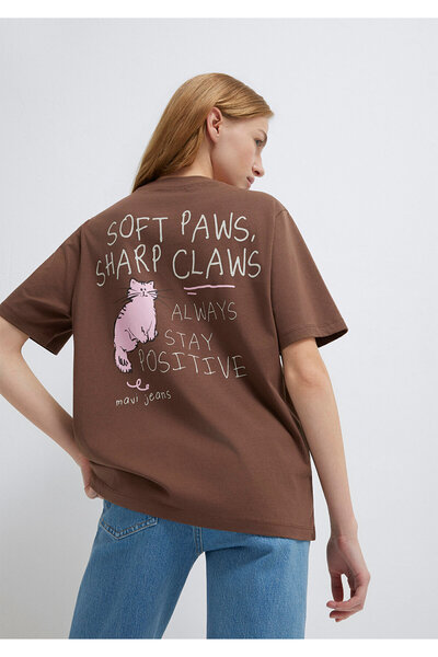 Mavi Cat Printed Brown T-Shirt Regular Fit / Normal Cut 1613726-81959