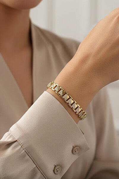XUPING JEWELRY Stil Incisi/Xupıng Jewelry 14 Ayar Altın Kaplama Kare Taşlı Mo...