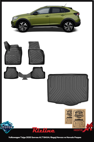 Rizline Volkswagen Taigo 3d Havuzlu Paspas ve Alt Bagaj Havuzu 2020-2021-2022...