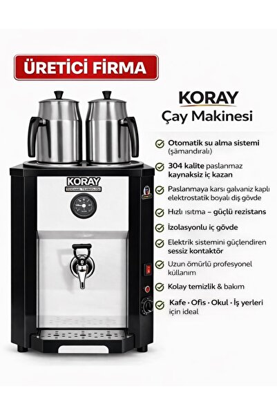 Koray Soğutma 23 Lt Sanayi Tipi Elektrikli Çay Kazanı Iki Demlikli (İŞ YERİ V...