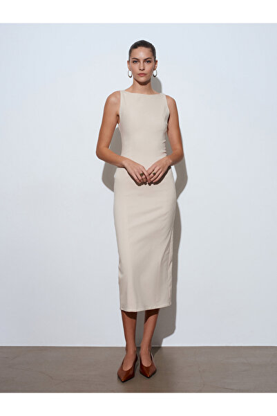 Dilvin 91099 Μίντι φόρεμα που ταιριάζει στο σώμα-πέτρα