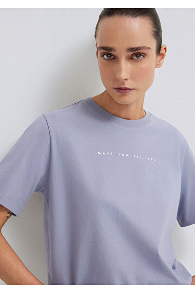 Mavi Bedrucktes lila T-Shirt mit normaler Passform 1613147-81919