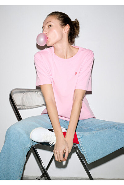 Mavi M Heart Printed Pink T-Shirt Regular Fit / Normal Cut 1613752-86959