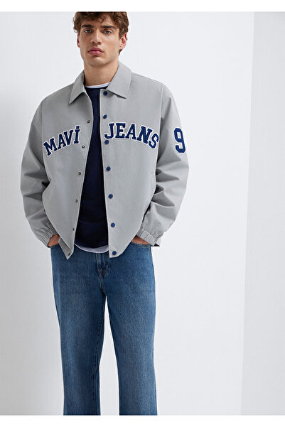 Mavi Graue Jacke mit Stickerei-Detail, lockerer Schnitt / bequemer Schnitt 01...