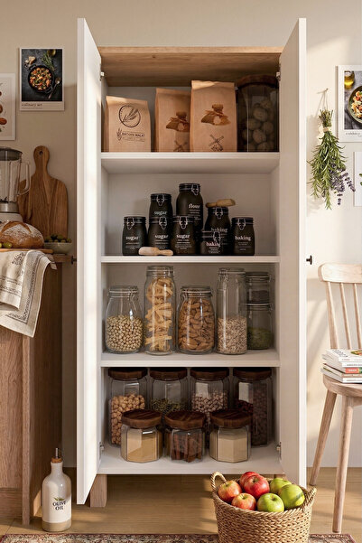 Yurudesign Nord Çok Amaçlı Dolap Mutfak Kiler Erzak Banyo Dolabı Sepet-Beyaz ...