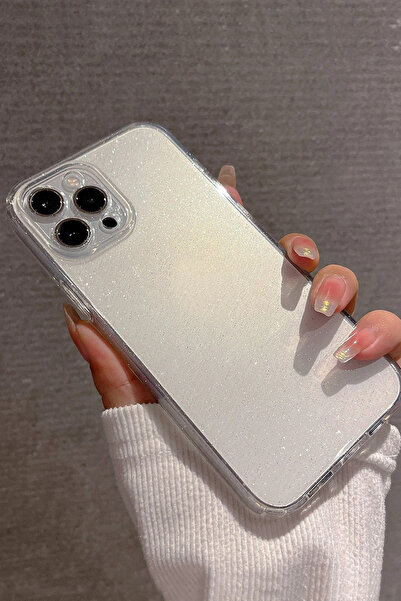 KVK PRİVACY Apple iPhone 16 Pro Max Uyumlu Şeffaf Kılıf Simli 2.0mm Darbeye D...