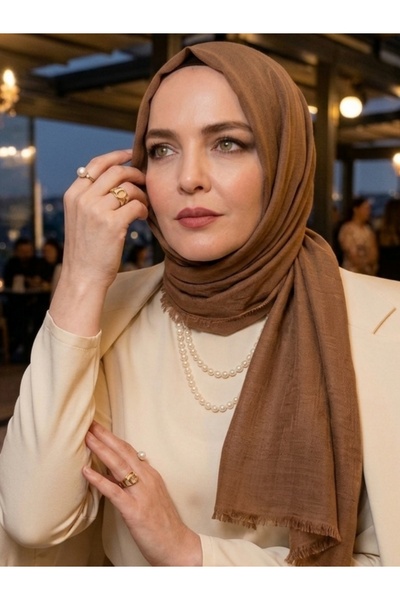 Nazellaa سلسلة آيا من الشالات القطنية الرقيقة المسطحة باللون البرونزي