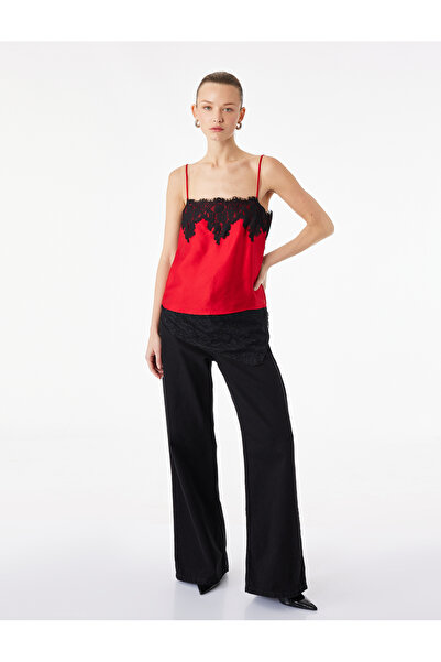 Koton Δαντελένια Μπλούζα Σατέν με Λεπτομέρειες και Κορδόνια