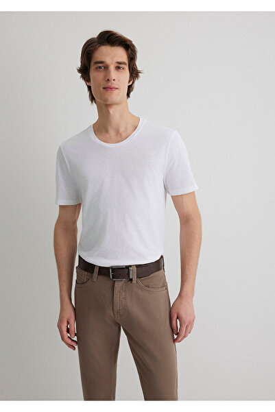 Mavi White Flamed Basic T-Shirt - Fitted Cut064681-620