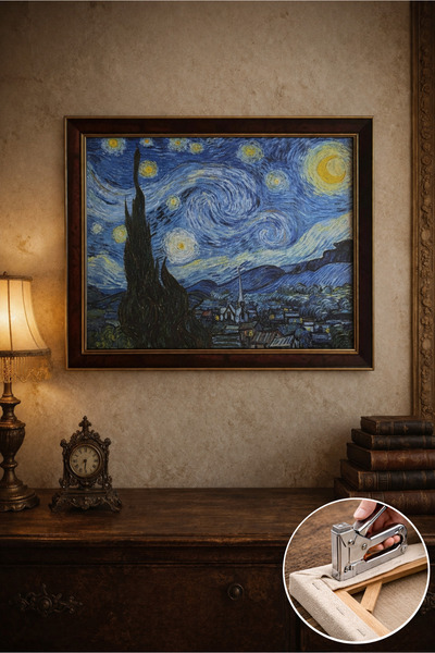 ART OF LEGACY Van Gogh (YILDIZLI BİR GECE 1889) Çerçeveli Klasik Vintage Duva...